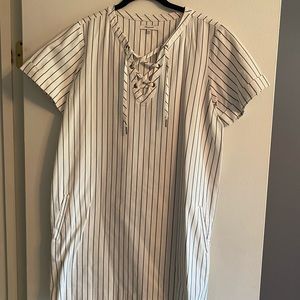 Madewell Harbor Vertical Strip Lace Up Dress - L